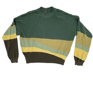 Prana Green and Yellow Crew Neck Sweater